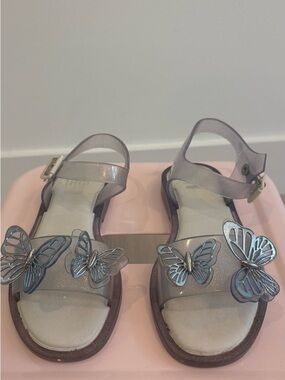 Mini Melissa Girls' Glitter Butterfly Sandals in Iridescent Purple